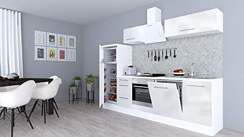 Respekta Amanda Küchenzeile, Holzwerkstoff, Weiß, 280 cm