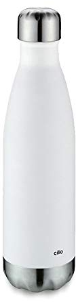 Cilio Elegante Botella Aislante, Acero Inoxidable, Blanco Mate, 500 ml