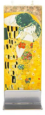 Flatyz Flache besondere Kerzen Klimt - Kuss-Kerze. Handgemacht, geruchsneutral. Kerzen Lange brenndauer 3-4 Stunden, 60x10x150mm. Perfekt als besonderes Geschenk, Kerzen deko.