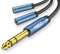 MillSO Câble répartiteur 6,35 mm à 3,5 mm Prise 2X 3,5 mm vers 1x Adaptateur Jack/Jack TRS 6,35 mm avec Contacts plaqués Or et Manchon métallique pour Haut-parleurs et Casque - 30CM