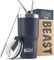 Beast Thermobecher 550 ml - Navy blau I Mehrweg Thermo Kaffeebecher To Go mit 2 Strohhalmen & Reinigungsbürste I Doppelwandiger Trinkbecher aus Edelstahl I Perfekt für Kaffee oder Eiskaffee I BPA-frei