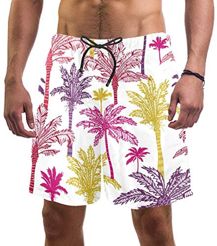 Eslifey, costume da bagno da uomo da spiaggia, pantaloncini colorati con palme Multi M