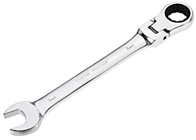 sourcing map - Llave combinada de trinquete (7 mm, 72 dientes, 12 puntos, caja de raqueta, llave inglesa