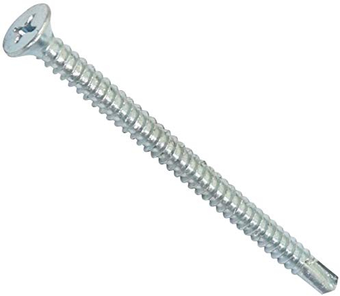 AERZETIX - C44710 - Lot de 100 - Vis à tôle autoperceuses Ø4.8x80mm à tête fraisée - DIN 7504 P - à empreinte PH/cruciforme - en acier zingué - bardage tôle ossature métallique - couleur argent