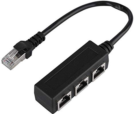 Fockety Ethernet Extension Cable Adapter Network Adapter Ethernet Splitter, RJ45 1 to 3 thernet Cable Adapter, Plug and Play for Router TV BOX