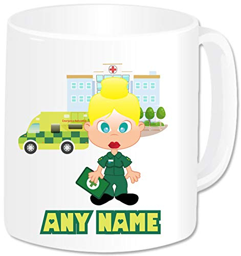 Paramedic Gifts for Women - Personalised Paramedic Mug - Ambulance Emergency Services Student Staff Nurse Medical NHS Key Worker Hospital Present Idea (Blonde Hair)