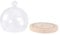 SOIMISS 1 Set Transparent Cloche Dome Keepsake Display Glass Globe Cloche with Round Handle Wood Base Anti Dust Micro Landscape Cover for Home Shop