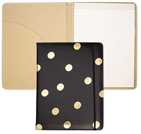 Kate Spade New York Notizblock aus Kunstleder, professionell, mit liniertem Schreibblock, Innentasche und Stiftschlaufe, Scatter Dot