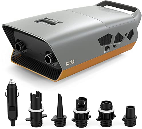 OutdoorMaster 20PSI High Pressure SUP Air Pump The Cachalot - Intelligent Dual Stage Inflation & Auto-Off, Deflation Function, 12V DC Car Connector for Inflatable Stand Up Paddle Boards, Boats
