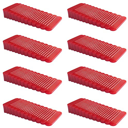 Oksdown 8 Pack Red Rubber Door Stopper Wedge Thin and Small Non Slip Plug Discrete Heavy Soft Silicone Door Stops for Indoor Cupboard Shower Kitchen Floor Doorstop