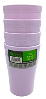 ECO 4 Pack Hard 300ml Plastic Cups Reusable | Stackable Plastic Tumblers for Parties | Lilac Toddler Cup for Everyday Use | Unbreakable Kids Cups for Picnics, BBQ and Travels (Small 300ml, Lilac)