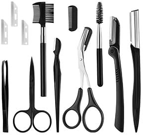 JIAMIAN 12-teiliges Augenbrauen-Trimm-Set, Schere, Augenbrauen-Pflegeset, professionelles Augenbrauen-Werkzeug-Set mit Pinzette Rasierer Bürste Schere