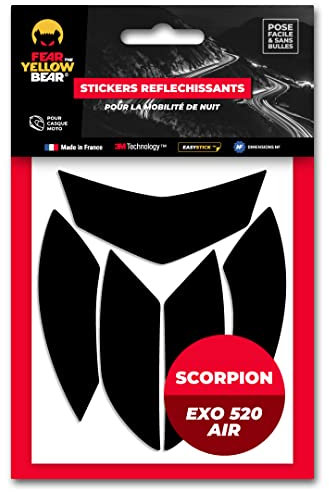 Fear The Yellow Bear© Easy Replica Scorpion Exo 520 Air ™, Kit 5 adesivi riflettenti riposizionabili, per casco da moto, 3 m Technology