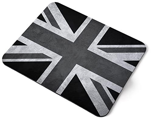 Computer Mouse Mat Pad - BW - Union Jack Flag GB UK England Home Office PC Desk Accessory Flexible Fabric Top Large 5mm Laptop Desktop Printed Art Ergonomic #38186