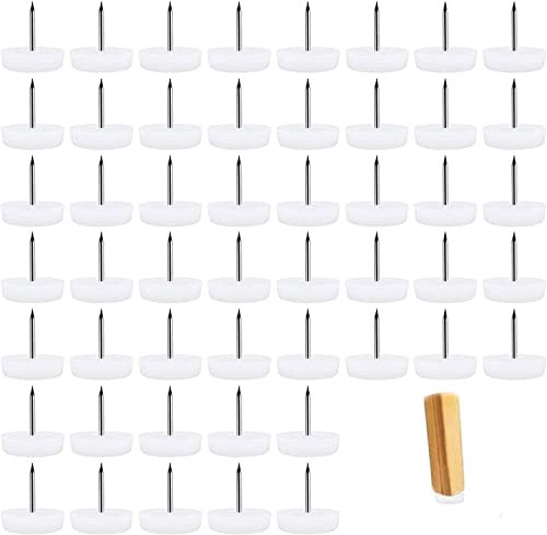 MKB 50 Pcs Furniture Feet Nails Nylon Plastic Chair Leg Floor Protectors Glides Pads 20 mm Wooden Floors with for Indoor & outdoor use, Thick Table Desk Hardwoods Sofa Stools with Easy Screw-on Slides