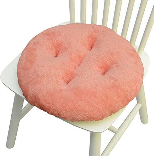 Hiseng Coussin de Chaise Coussins de Siège, Peluche Ronde Tatami Respirant Schéma Coussins de Chaise Galette de Chaise pour Salle à Manger/Bureau/Canapé,40x40cm (Rose)