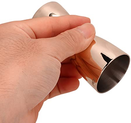 Double doseur 1 et 1,5 oz en acier inoxydable, avec tasse à mesurer pour mesurer l'alcool rapidement et avec précision Cocktail Jigger Bord rond et taille fine pour une tenue confortable(le cuivre)