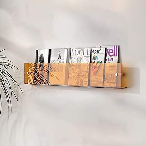 Zeitungsständer Zeitschriftenhalter aus Grauem Orangefarbenem Transparentem Acryl, 40/50/60/70/80 Cm Langer Prospektständer Zur Wandmontage, Shop-Display/Messe-Lagerregal ( Color : Orange , Size : Len
