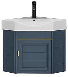 Wandmontiertes keramikwaschbecken,Eckwaschbecken mit Unterschrank,freistehendes waschbecken ,waschbeckenunterschrank kleines waschbecken,Für Badezimmer, Waschküchen. ( Color : Blauw , Size : 38*38cm )