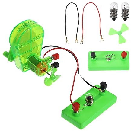 PATIKIL 2Stk Basteln Generator Motoren Set Mini Hand Stromerzeuger Motor Kit mit Glühbirnen Lampe Halter Handbetriebene Stromerzeuger Wissenschaft für LED Birnen Windrad