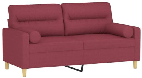 vidaXL Sofa 2 Sitzer, Couch mit Zierkissen, Liegesofa für Wohnzimmer, Polstersofa Sessel Relaxsofa Loungesofa Relaxcouch, Weinrot Stoff
