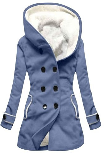 KONG JIMFAN Herbstjacke Damen Dufflecoat Damen Mantel Damen Pullover Blau Übergangsjacke Damen Strickpullover Schwarz Strickjacke Damen Reißverschluss Pullover & Strickjacken Für Damen(Blau,XXL)