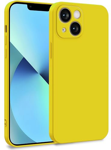 MyGadget TPU Case for iPhone 13 Mini - Cover Dual Layer with Camera Protection | Inner Lining - Soft Touch Rubber & Anti-Scratch Shell Yellow