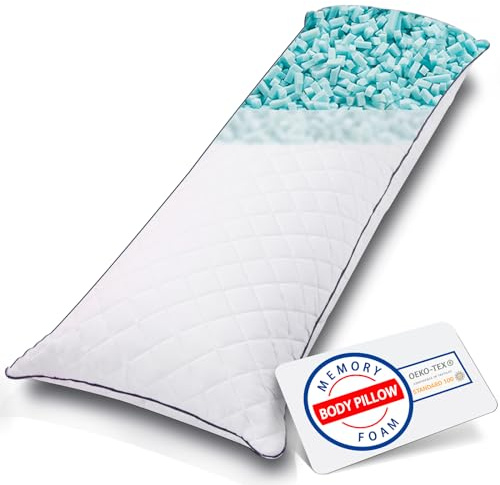 1 MIDDLE ONE Körperkissen, kühlendes Memory-Schaum-Körperkissen für Erwachsene, langes Kissen für Bett, großes und festes Ganzkörperkissen für Seitenschläfer, 50,8 x 137,2 cm, Weiß