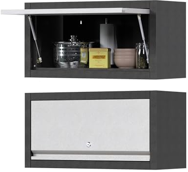 SUXXAN Wandschrank aus Metall mit aufklappbarer Tür für Aufbewahrung, Wandschrank für Garage, Werkstatt, Küche, Größe 30 cm T x 66 cm B x 35 cm H
