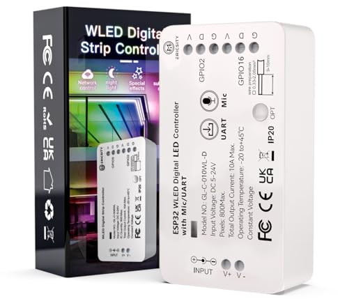 Wled Controller, Wled Controller Esp32 Addressable Strip mit Mic Download zur Steuerung von NeoPixel(WS2812B, WS2811,SK6812, WS 2801 APA 012, APA104) oder auch von SPI-basierten Chipsätzen 5-24V