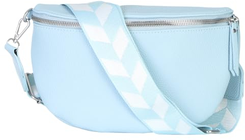 simaranda Damen Bauchtasche stylisch Umhängetasche Hüfttasche Bodybag Gürtel Crossbody Bag Schultertasche mit Verstellbaren Gurt 25 (Hellblau, Groß 28 x 18 x 9 cm)