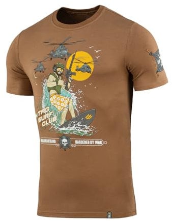 M-Tac Herren T-Shirt Surf Club – Militär Taktisches Shirt, Baumwolle & Elastan, Apocalypse Now Design, Coyote Brown, L
