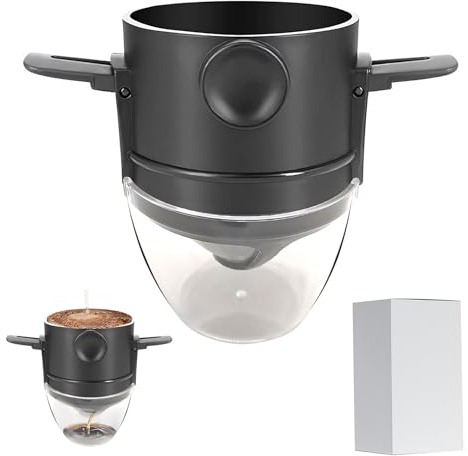Kaffeefilter, konischer Kaffee-Tropffilter, papierloser tragbarer Kaffeefilter aus Edelstahl, wiederverwendbar, geeignet für Haus, Büro, Reisen und Outdoor-Camping，kaffeefilterhalter