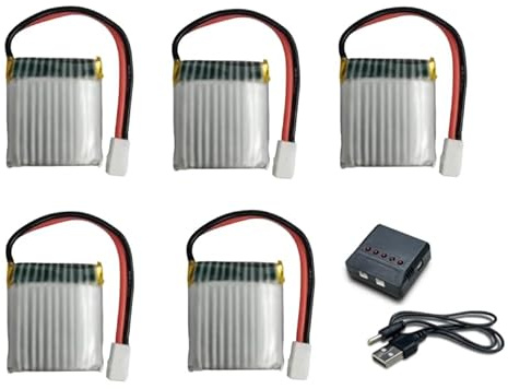 RoaringTop 600mah 3.7V 25C Lipo-Akku mit MOLEX Stecker mit 5 in1 Ladegerät für RC Shark Boote, RC Electric Shark