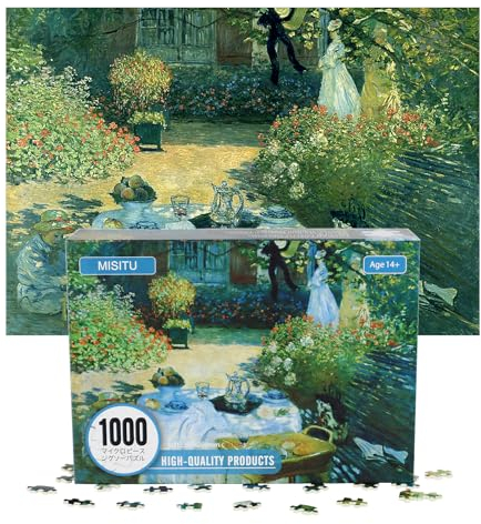 MISITU Mini Puzzles 1000 Teile Monet Ölgemälde Puzzles für Erwachsene – Das Mittagessen – Super anspruchsvolles Mini-Puzzle 38 x 26 cm Heimdekoration