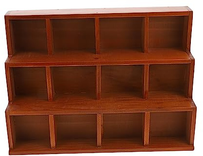 Alipis Holz Display Für Handwerkskunst Vintage Aufbewahrungsschrank Mit Fächern Für Schreibtischorganisation Wandmontage Für Schmuck Schreibwaren Und Kleine Gegenstände