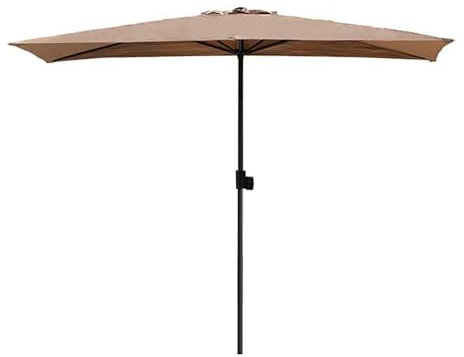 250x130cm Halbrunder Balkonschirm, Sonnenschutz Wandschirm, Höhenverstellbar, Outdoor Halbschirm Terrassenschirm mit Kurbel und 5 Streben(Khaki)