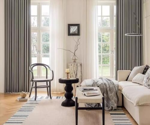 Daesar Vorhang Blickdicht Grau, Gardinen mit Schlaufen 2er Set Leinenoptik Modern Einfarbig 86x160CM Verdunklungsvorhänge Kinderzimmer Schlafzimmer Wohnzimmer