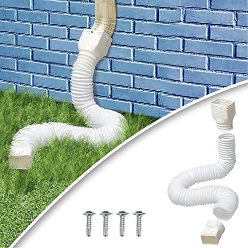 Rain Gutter Drain Extension, Black Rain Gutter Downspout Extensions Flexible Drain Down Spout Extender Connector, White Drain Pipes Gutter Connector Rainwater Drainage Pipe (White)