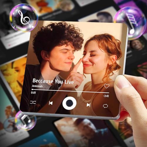 Custom Music Album Fridge Magnet – Personalised Music Player with Photo, Song & Album Cover – Unique Customisable Magnet for Fridge, for Couples, Music Lovers & Home Décor