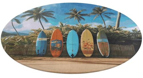 Runder Teppich, Surf's Up Surfbrett, bedruckt, 60 cm, Korallen-Fleece, rutschfest, rund, waschbar, Teppich für Wohnzimmer, Schlafzimmer, Badezimmer, Eingangsbereich