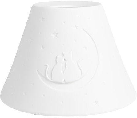 Clayre & Eef Pendelleuchten-Schirm Ø 15x10 cm Weiß Porzellan Katzen