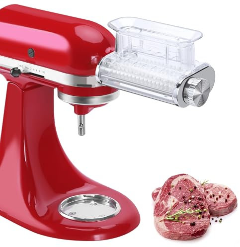 Meat Tenderizer Attachment for Kitchenaid Stand Mixers, 3 Adjustable Thickness, Meat Tenderizer Machine with Transparent Cover, Meat Cuber Accessories for Kitchen aid, Dishwasher Safe