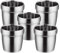 PKRANZYHKAL Tasse Inox Mug Café Double Paroi | Gobelet Inox Moderne | Tasse Escalade en Métal | Idéal pour Boissons Chaudes et Froides,STEP,SILVERY,175ml,Set of 5