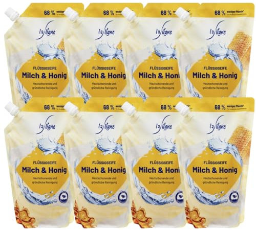 La Ligne Cremeseife Flüssigseife Milch und Honig Nachfüllbeutel 750 Mililiter, 8 er