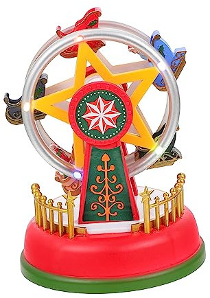 PRETYZOOM Riesenrad-dekoration Aus Robustem Kunststoff Leucht-spieluhr Mit Melodiebox Schreibtisch-ornament Für Weihnachten Und Wohnzimmer