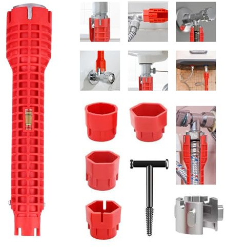 TIANMENSHAN Tap Spanner Tool, 12-in-1 Multi-Functional Faucet Wrench, Comfortable Grip, Anti-Slip, for Sink, Bathroom & Kitchen Plumbing, Faucet Installation, Plumbing Repair Kita