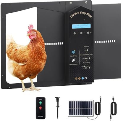 SGFBDZLK Entraînement Solaire De Porte De Poulailler Entièrement Automatique, Affichage À Cristaux Liquides avec Minuterie Et Capteur De Lumière, pour Poulet, Canard, Lapin