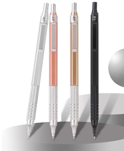 MROOFUL Lot de 4 porte-mines en métal de 0,3 mm pour l'école, l'écriture, le dessin, l'esquisse (0,3 mm)
