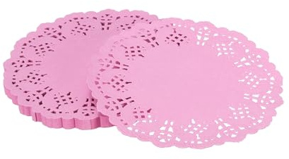 YELARXI Papierdeckchen, Papierspitzen-Deckchen, Einweg-Tischsets, rund, modern, dekorativ, 8,9 cm, passend für Kuchen, Desserts, Handwerk, gebackenes Grill, gebratenes Essen, Geschirr (50 Stück, rosa)